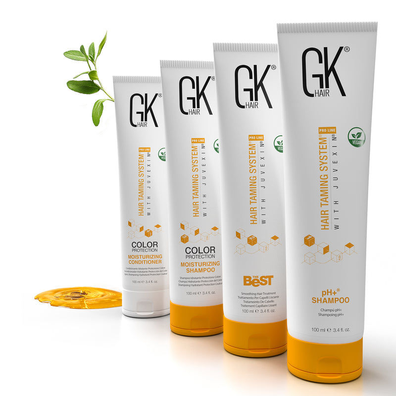 The Best Professional Hair Kit: four 100 ml tubes, pH+ Shampoo, The Best, Moisturizing Shampoo and Conditioner, with a leaf sprig