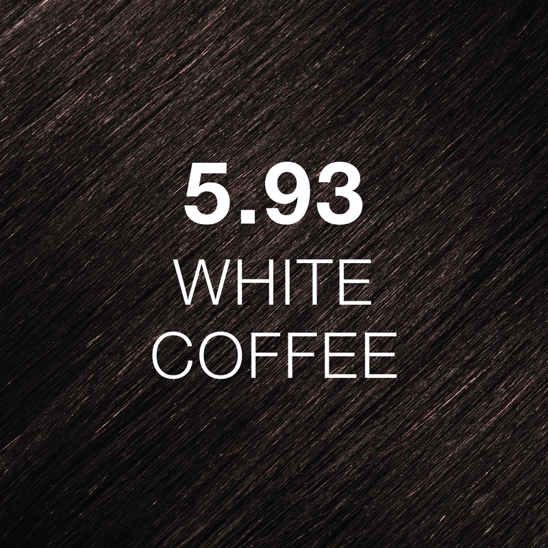 GK Hair Juvexin Cream Color 5.93 White Coffee hair color swatch, dark cool coffee-brown hair texture