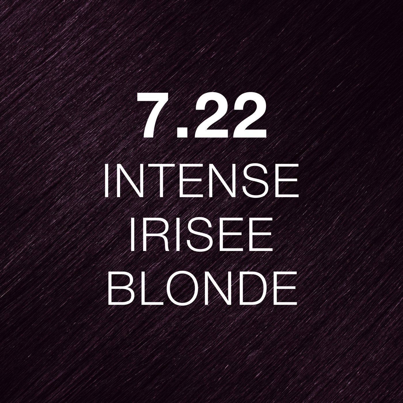 Silky hair texture showcasing the GK Hair's Juxevin Cream Color "7.22 Intense Irisee Blonde" in bold white text.