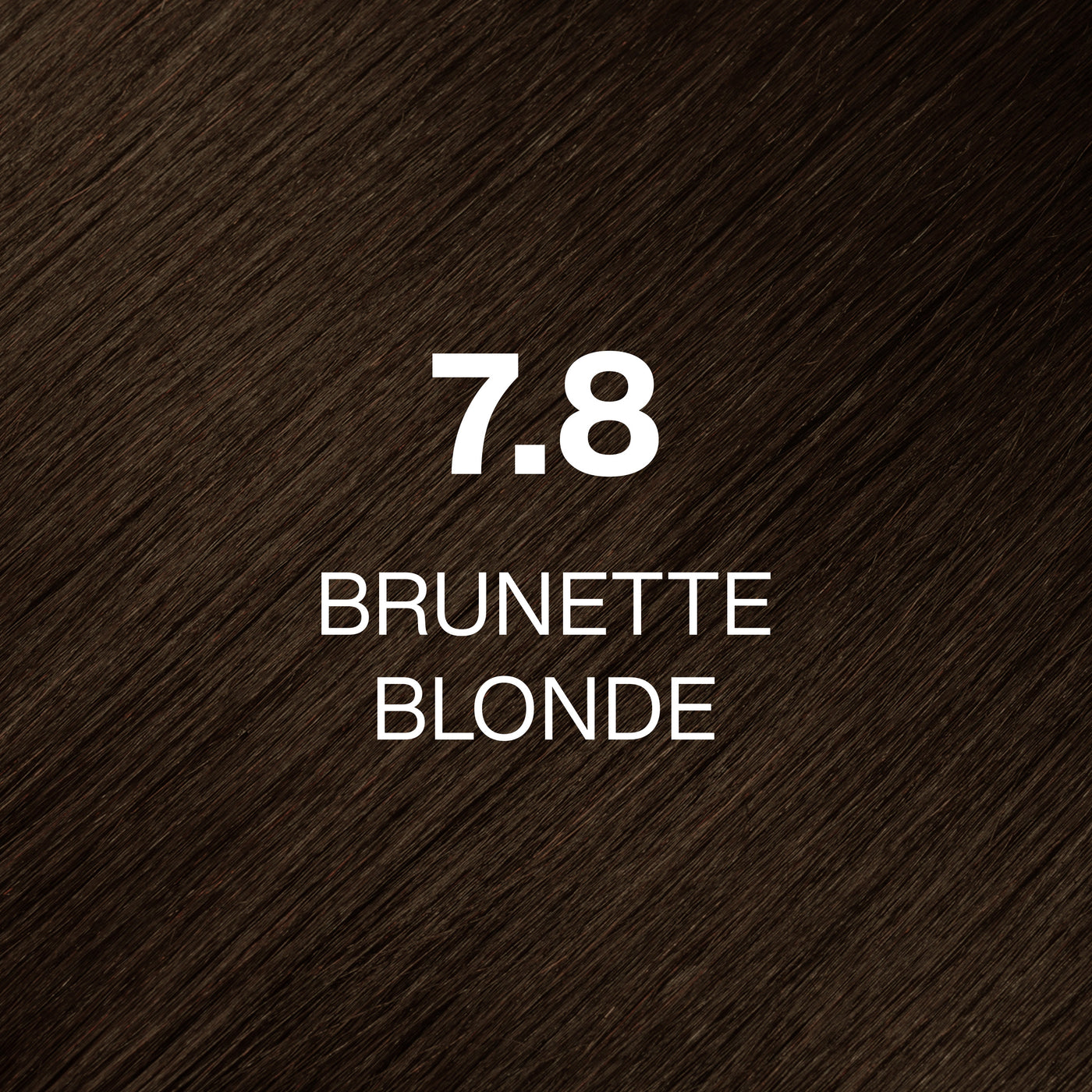 Silky hair texture showcasing the GK Hair's Juxevin Cream Color "7.8 Brunette Blonde" in bold white text.