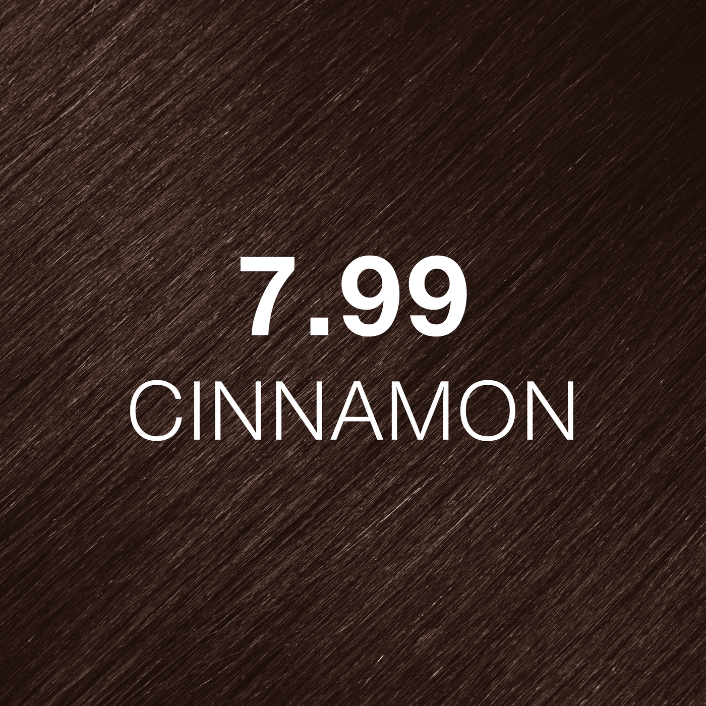 Silky hair texture showcasing the GK Hair's Juxevin Cream Color "7.99 Cinnamon" in bold white text.