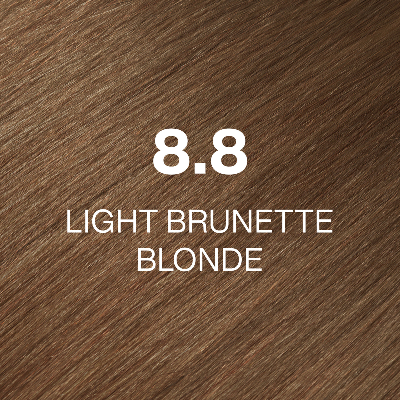 Silky hair texture showcasing the GK Hair's Juxevin Cream Color "8.8 Light Brunette Blonde" in bold white text.