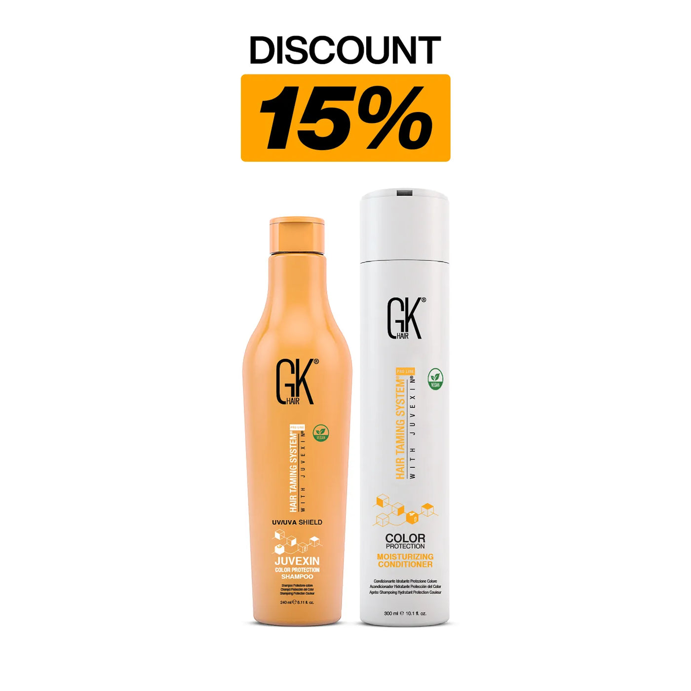 Shield Duo Deal containing Shield Shampoo and Shield Conditioner with a text of 15% Discount on the Top of the Product