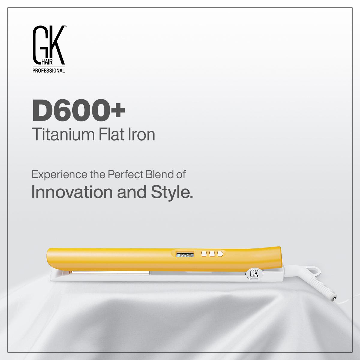 Fer plat en titane GKhair D600+, prise UEGKhair D600+ Titanium Flat Iron EU Plug