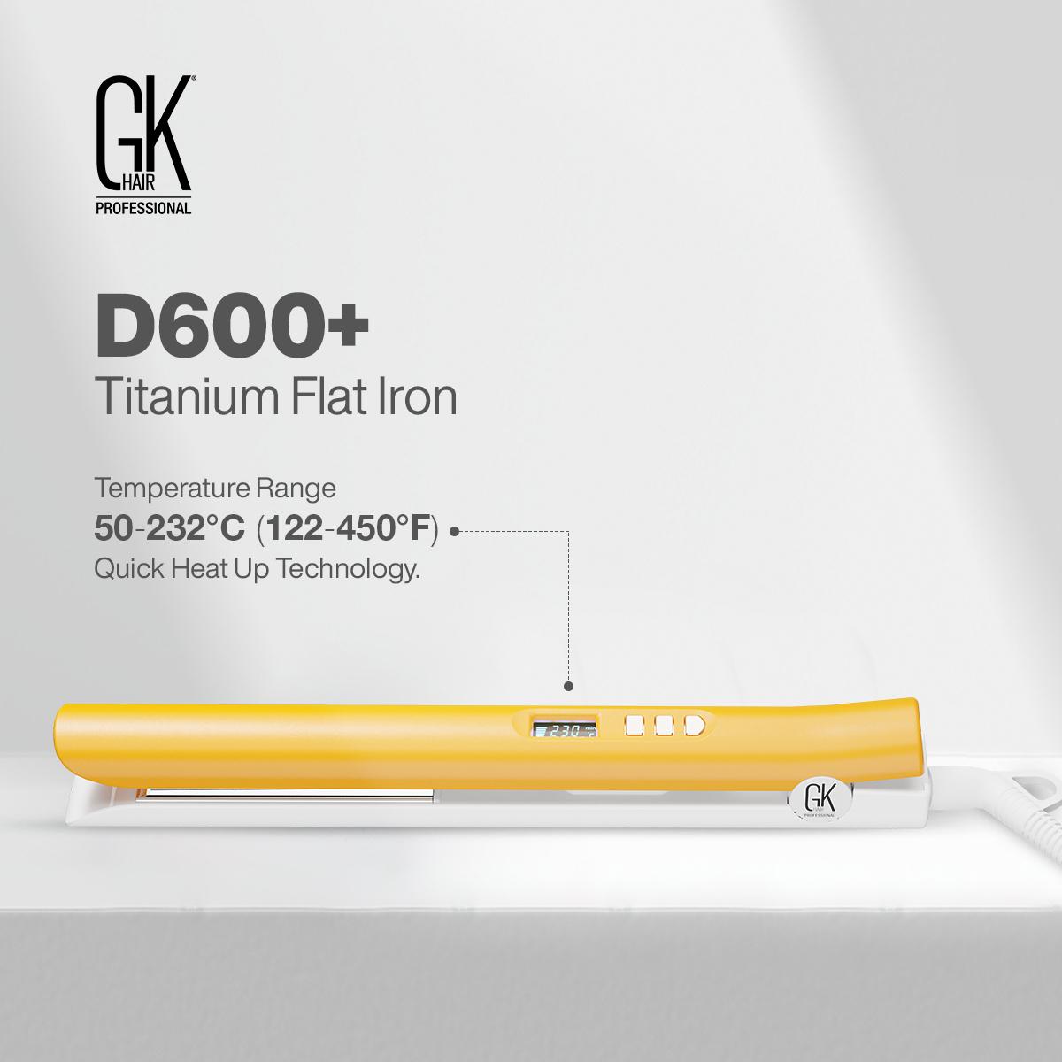 Fer plat en titane GKhair D600+, prise UEGKhair D600+ Titanium Flat Iron EU Plug