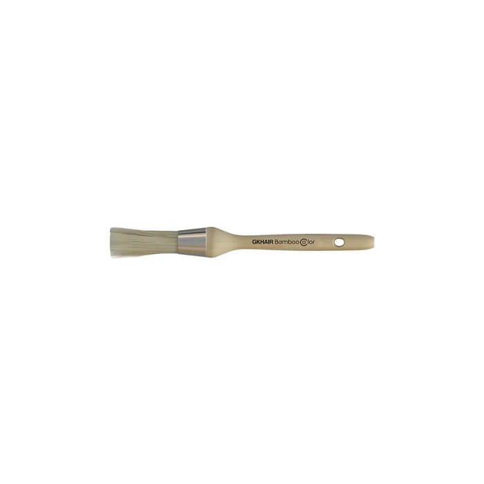 GK Hair bamboo color applicator brush with pale bristles, handle printed GKHAIR Bamboo Color, on white